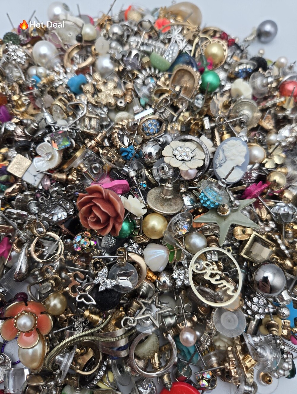 Lot Stud Earrings 2 lbs Jewelry Faux Pearls DIY Craft Bundle Upcycle